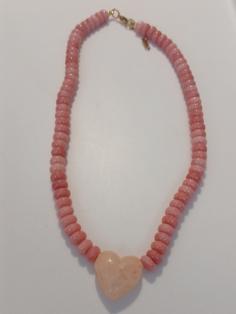 Fashion Jewelry Pink Beaded Heart Pendant Necklace
